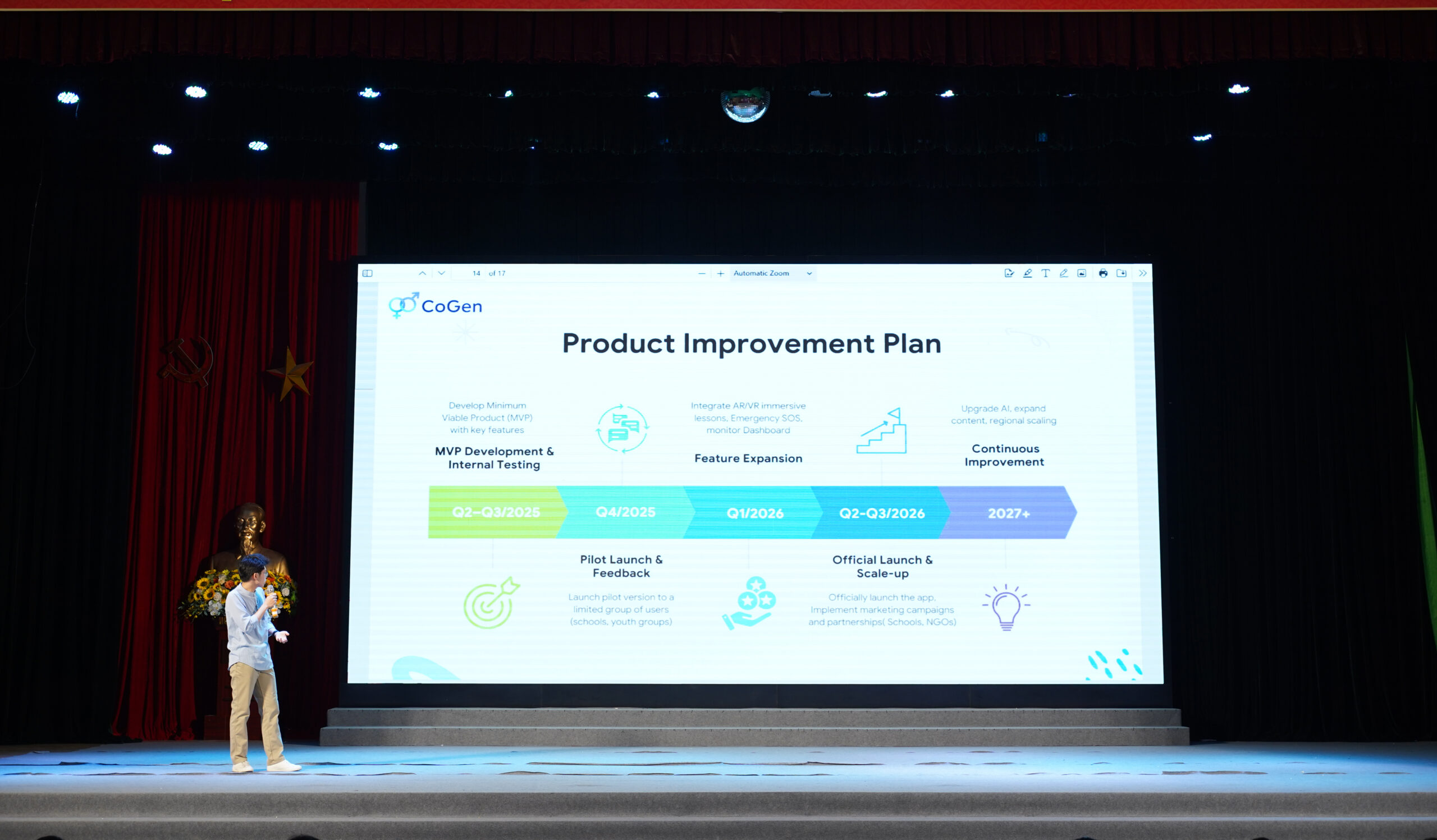 Nền tảng cung cấp kiến thức về giáo dục giới tính và sức khỏe, ứng dụng AI và Gamification – Học viện Công nghệ Bưu Chính Viễn Thông – PTIT 2 Đại diện đội CoGen thuyết minh cho sản phầm “ Cogen- Nền tảng cung cấp kiến thức về giáo dục giới tính và sức khỏe ứng dụng AI và Gamification”