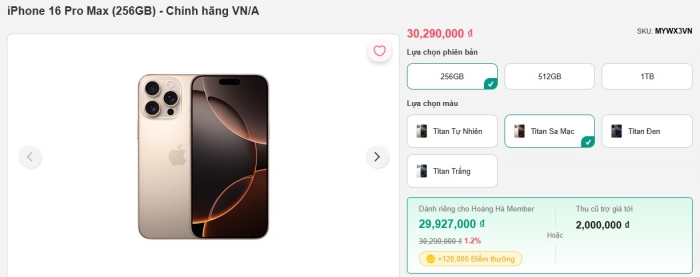 Giảm gần 5 triệu, màu titan sa mạc cũng giảm sập sàn 2 T3 2