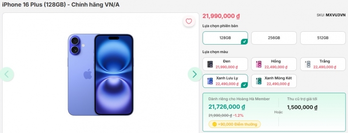 Giá đập hộp iPhone 16 Plus fullbox giảm 4,5 triệu, màn to pin khủng thỏa sức chiến game 2 T3