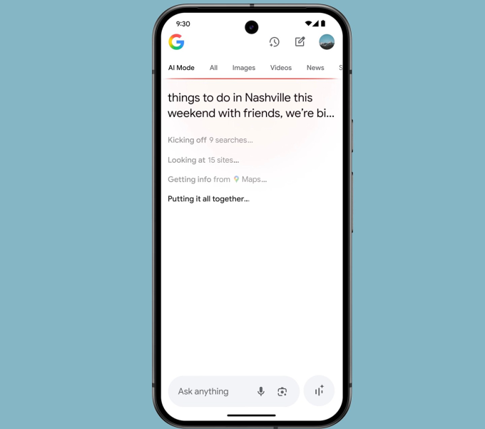 Loạt cải tiến lớn về AI tại Google I/O 2025 2 Chế độ AI hiển thị dưới dạng tab trên Google Search. Ảnh: Google
