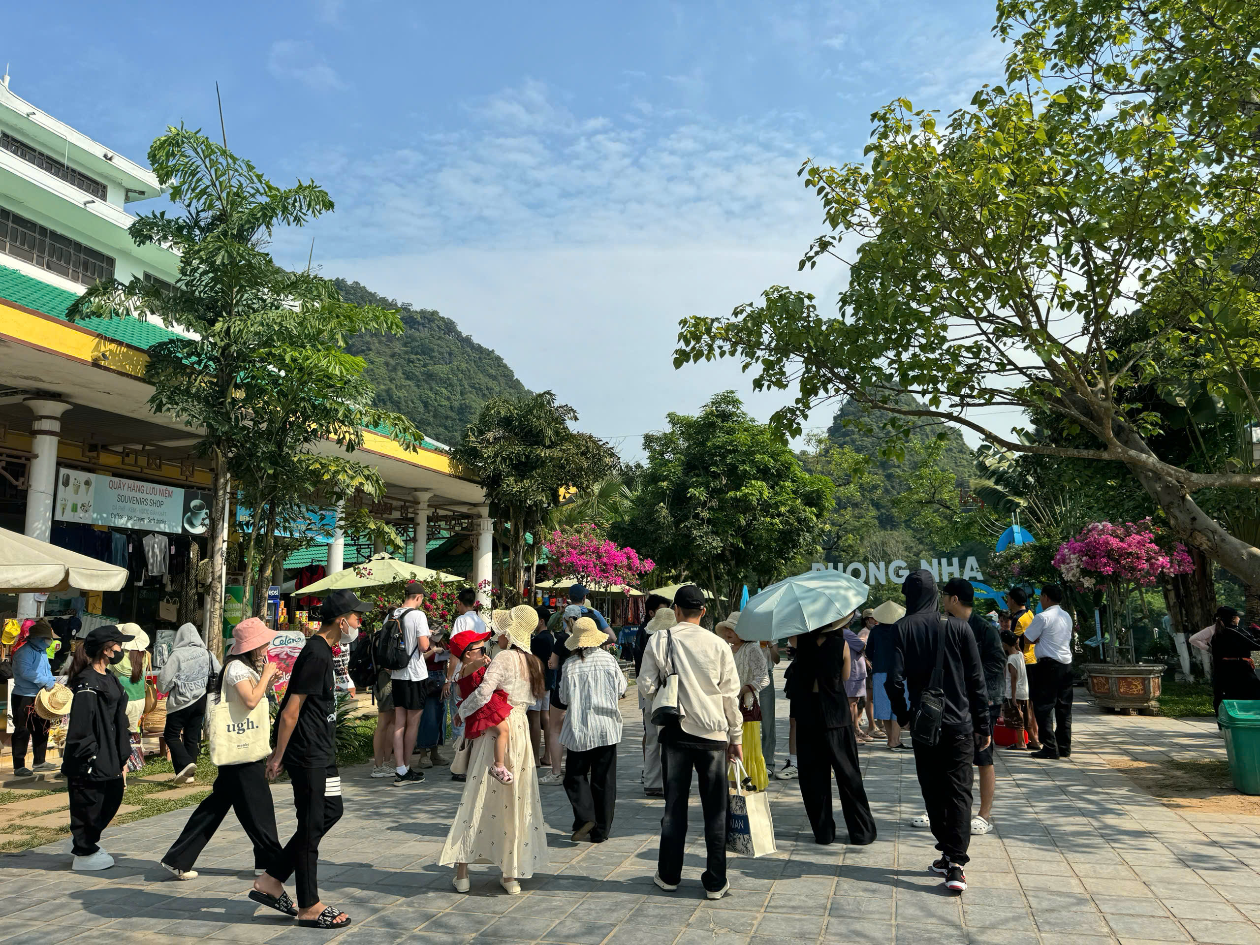 Du khách mua vé trải nghiệm động Phong Nha-Tiên Sơn.