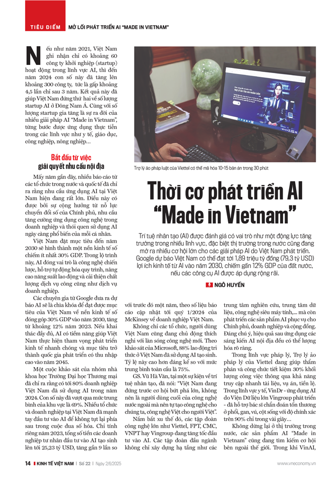 Thời cơ phát triển AI “Made in Vietnam” 2 Thời cơ phát triển AI “Made in Vietnam” - Ảnh 1