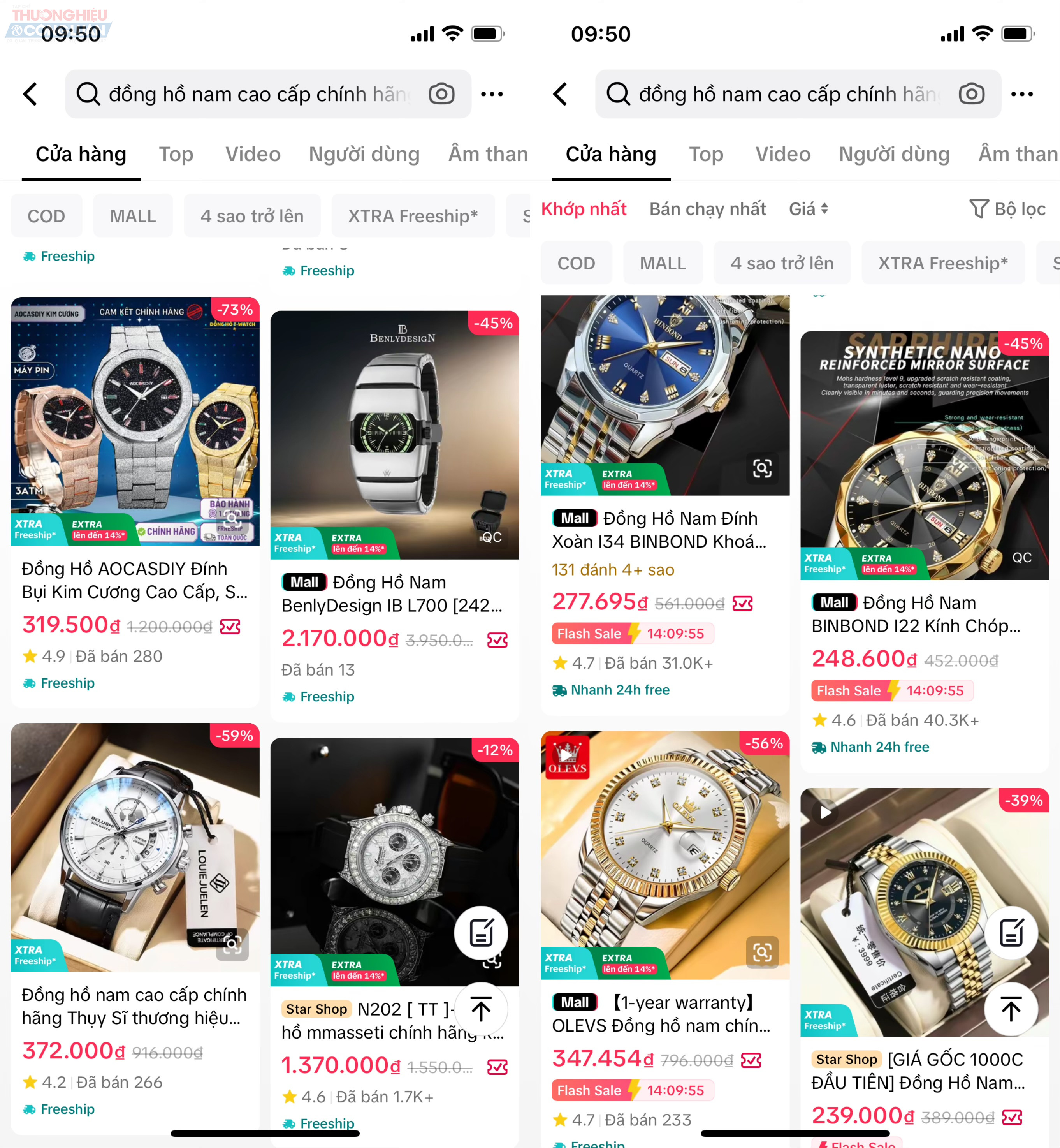 Đồng hồ cao cấp chính hãng nam, nữ chỉ có giá vài trăm nghìn đồng được bày bán trên TikTok shop Đồng hồ cao cấp chính hãng nam, nữ chỉ có giá vài trăm nghìn đồng được bày bán trên TikTok shop