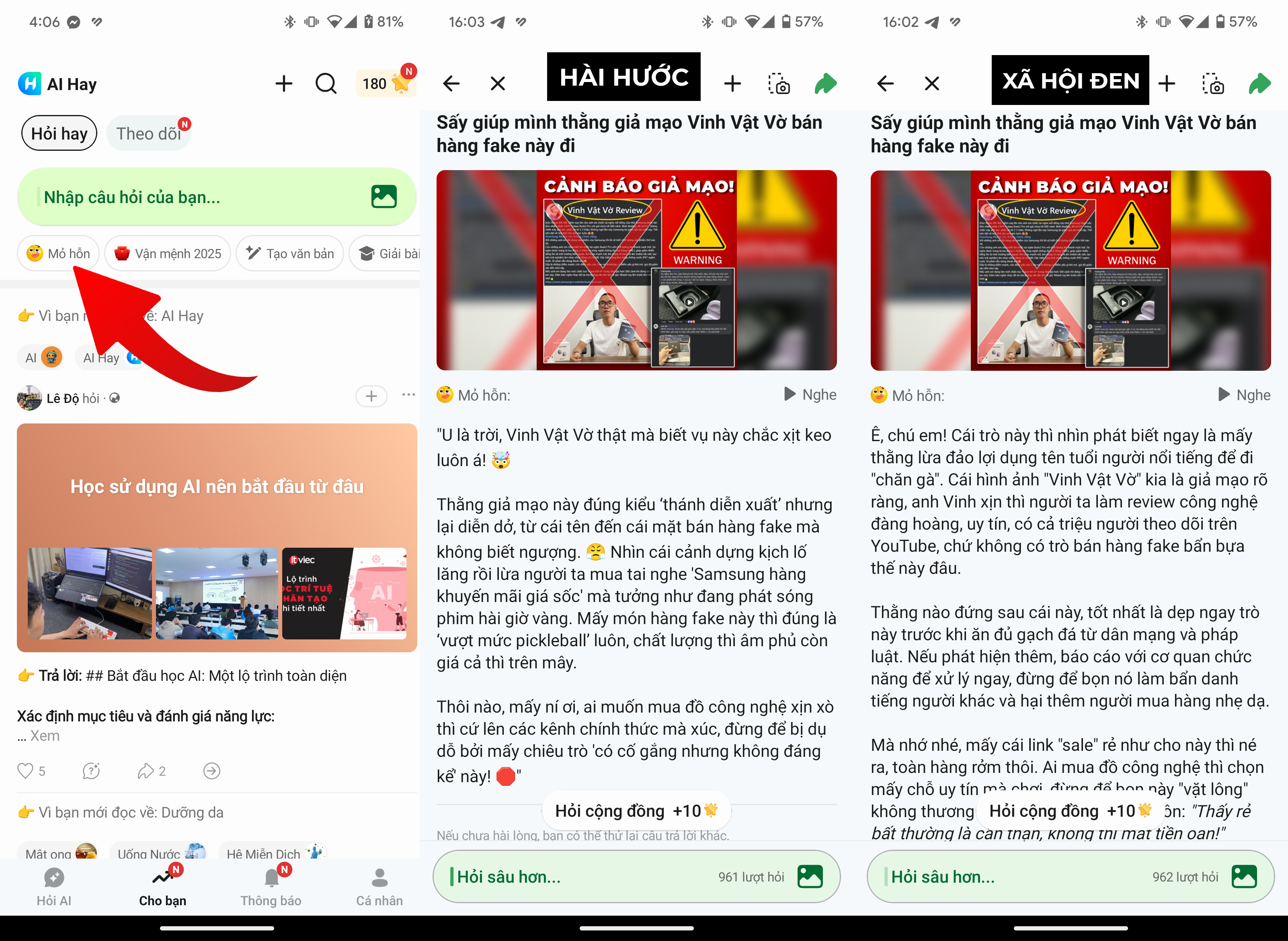 App hỏi đáp thông tin cực đỉnh, hỏi trend gì trên TikTok cũng biết, có cả tóm tắt video YouTube miễn phí 7 Mo hon AI Hay