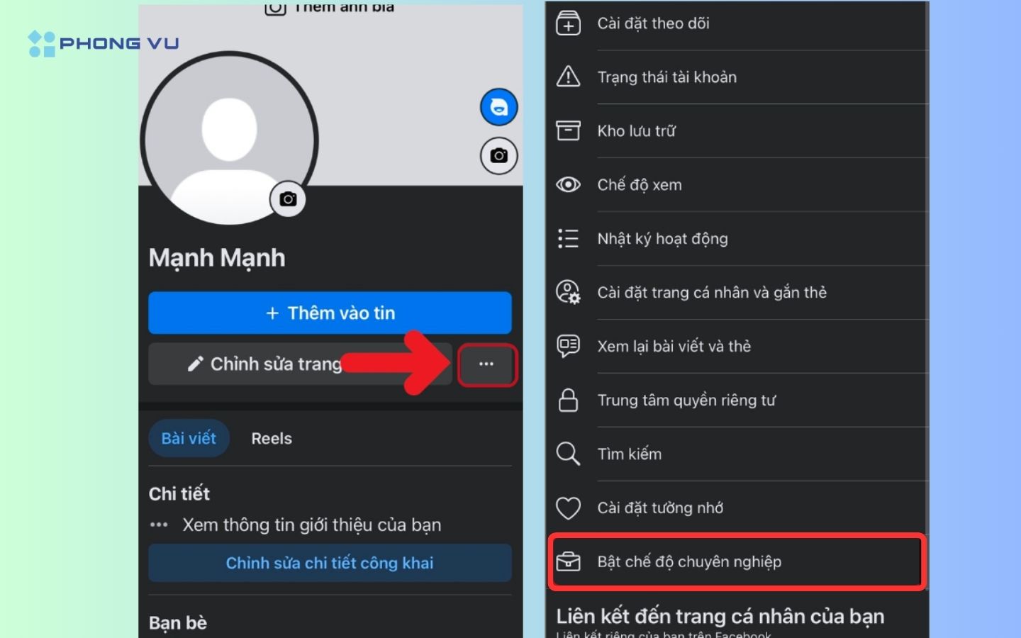 Cách bật kiếm tiền từ Facebook Story không phải ai cũng biết 4 Chuyển đổi tài khoản cá nhân sang chế độ chuyên nghiệp