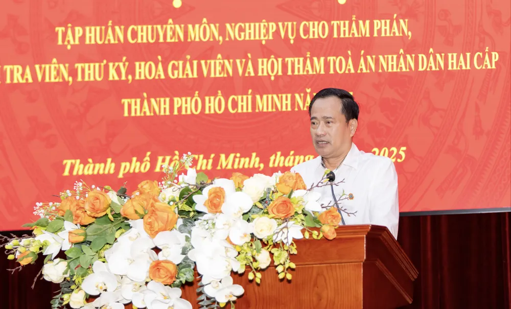 Ông Lê Thanh Phong, Chánh án Tòa án nhân dân Tối cao phát biểu khai mạc DUCP0413.jpg