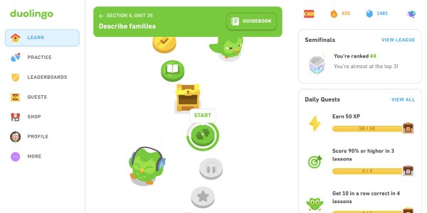 Top 10 ứng dụng AI hỗ trợ học tiếng Anh tốt nhất hiện nay 3 Duolingo