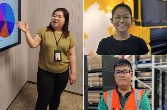 Ngành logistics hút giới trẻ nhờ công nghệ và AI 1 Giám đốc điều hành hoạt động của Schenker Cindy Toh, nhà phân tích dữ liệu DHL Ramita Rana và Frederick Wong, giám sát hậu cần tại ST Logistics, nằm trong số những người được tuyển dụng tại địa phương trong ngành ở độ tuổi 35 trở xuống. ẢNH: SCHENKER SINGAPORE, RAMITA RANA, ST LOGISTICS