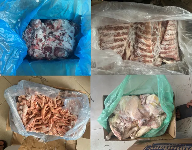 Gần 4 tấn thực phẩm nhập lậu được lực lượng chức năng phát hiện trong kho đông lạnh. Ảnh: N.Minh thuc-pham-nhap-lau (3).jpg