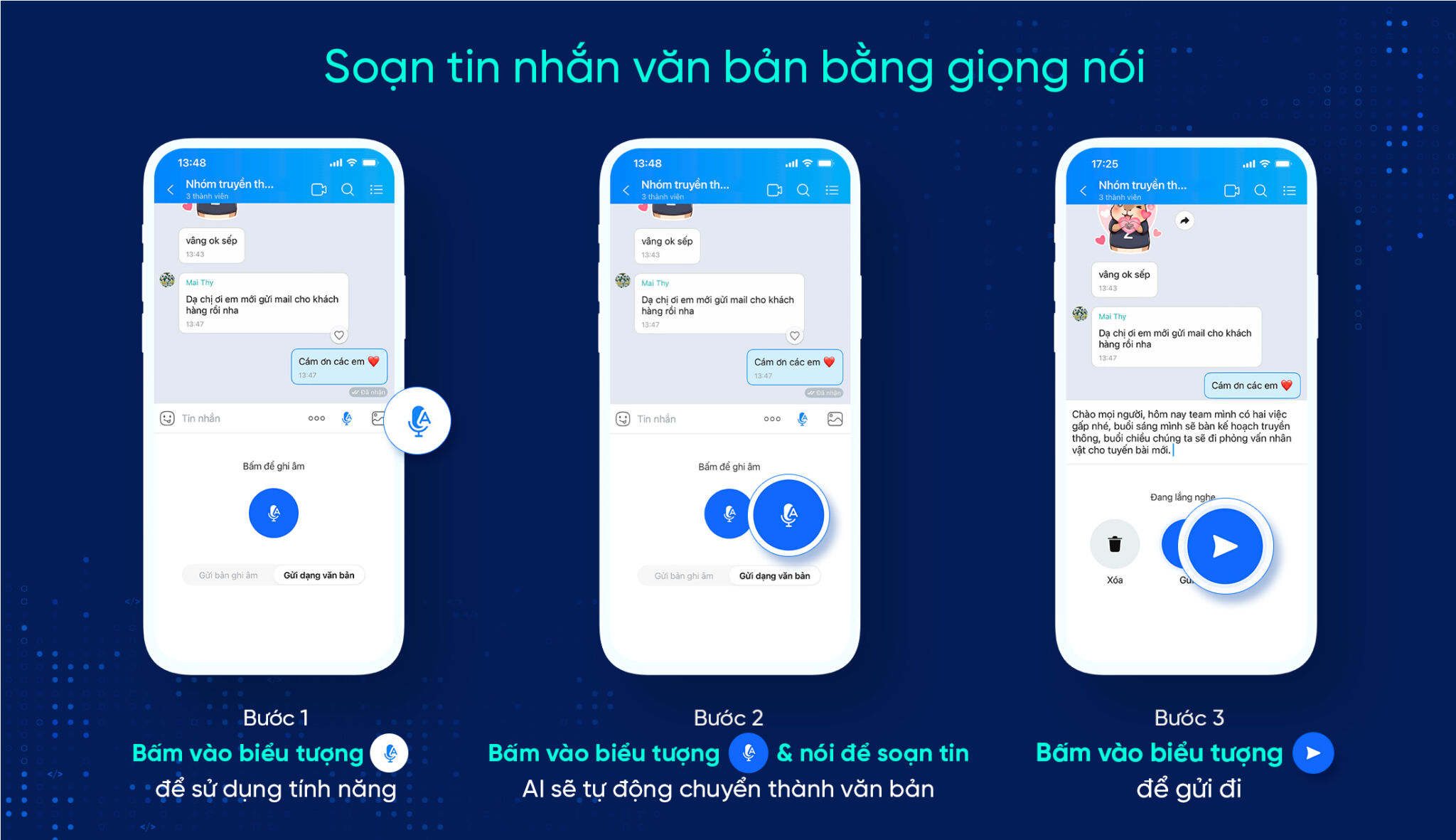 Zalo ứng dụng AI giúp người dùng tăng tốc soạn thảo tin nhắn văn bản bằng giọng nói Zalo ứng dụng AI giúp người dùng tăng tốc soạn thảo tin nhắn văn bản bằng giọng nói