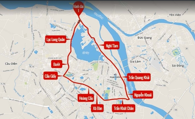 'Hà Nội cần hỗ trợ người dân chuyển đổi phương tiện khi cấm xe máy xăng' 1 Vành đai 1, TP Hà Nội. Đồ họa: Tiến Thành