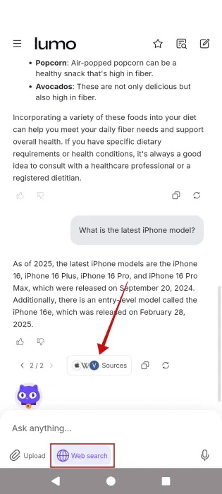 Bạn lo lắng về quyền riêng tư của AI? Hãy thử chatbot Lumo của Proton! 3 Tìm kiếm trên web bằng ứng dụng Lumo trên Android.