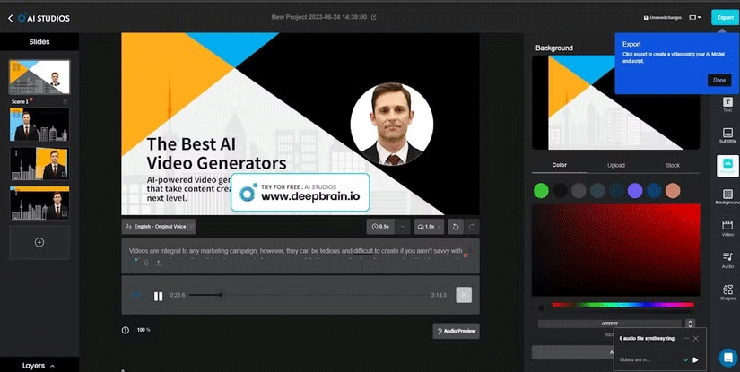Quy trình tạo video của DeepBrain AI