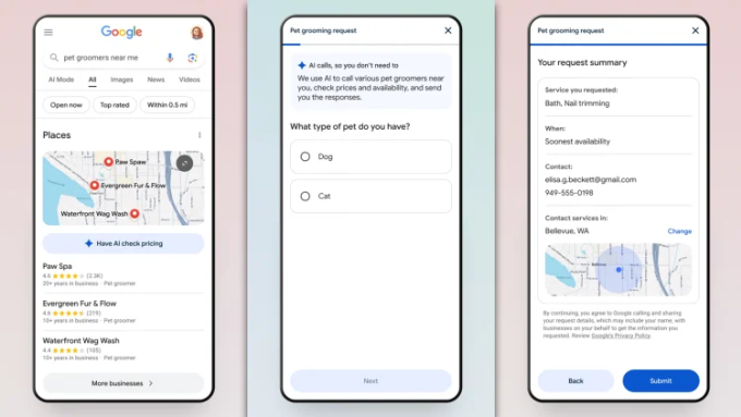 AI của Google gọi điện thay mặt người dùng 1 AI có thể gọi điện cho doanh nghiệp để thu thập thông tin thay mặt người dùng. Ảnh: Google