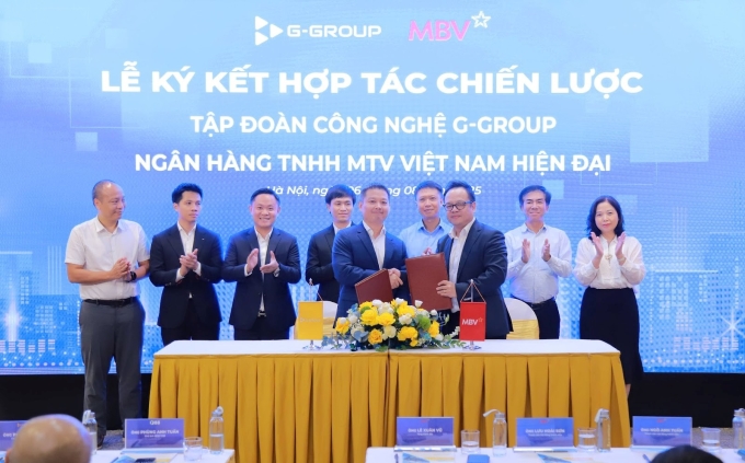 G-Group hợp tác chiến lược MBV thúc đẩy chuyển đổi số 1 Đại diện G-Group và MBV tại lễ ký hợp tác chiến lược. Ảnh: G-Group