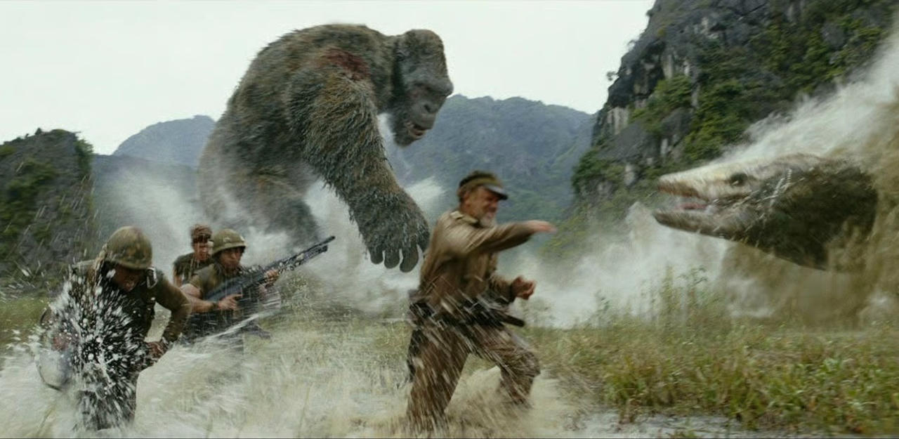 Những cảnh quay sống động của bom tấn Kong: Skull Island giữa thiên nhiên núi rừng Quảng Trị hùng vĩ . Ảnh cắt từ phim.