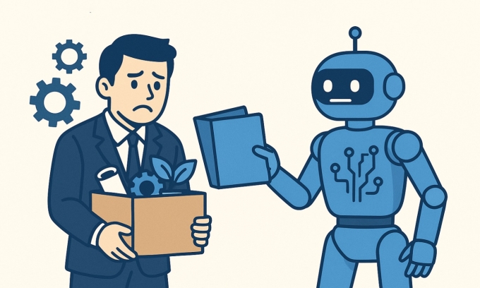 AI đang chiếm dần công việc cấp thấp 1 Minh họa về khả năng AI cướp công việc của con người. Ảnh:ChatGPT/OpenAI
