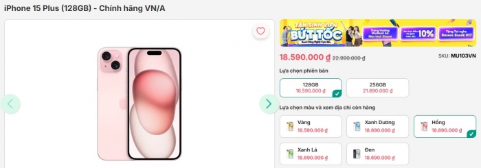 iPhone 15 Plus giá rẻ như bèo cuối tháng 8, màn lớn pin khủng kém gì iPhone 16 Pro Max 2 T8