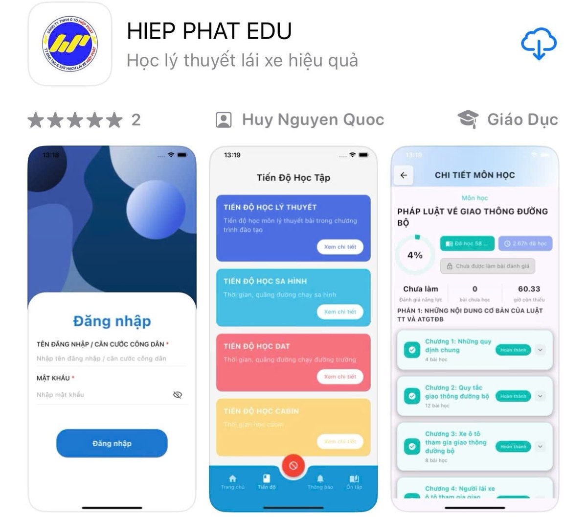 Giao diện phần mềm đào tạo lái xe ô tô ứng dụng công nghệ số và trí tuệ nhân tạo.