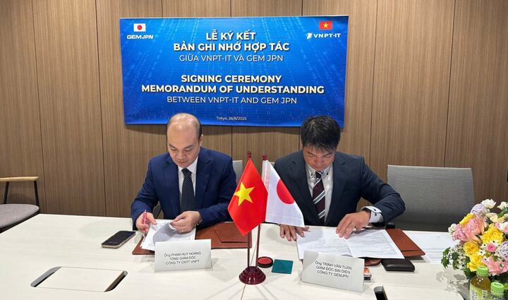 Sắp diễn ra Diễn đàn ứng dụng TMĐT và Công nghệ số 2025 2 Lễ ký kết Biên bản ghi nhớ giữa VNPT-IT và GEMJPN tại Tokyo. (Ảnh: VNPT)