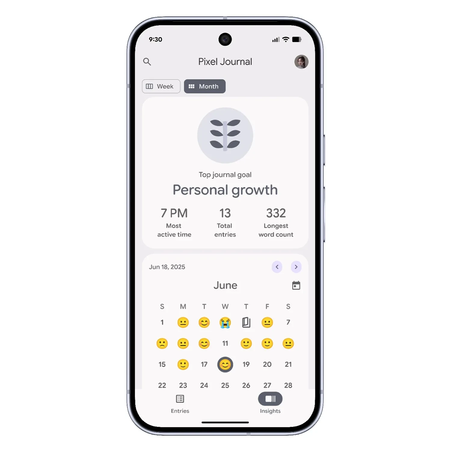 9 cách AI biến Google Pixel 10 thành chiếc điện thoại tốt nhất của Google 3 Image of Pixel Journal highlighting Personal Growth as the top journal goal