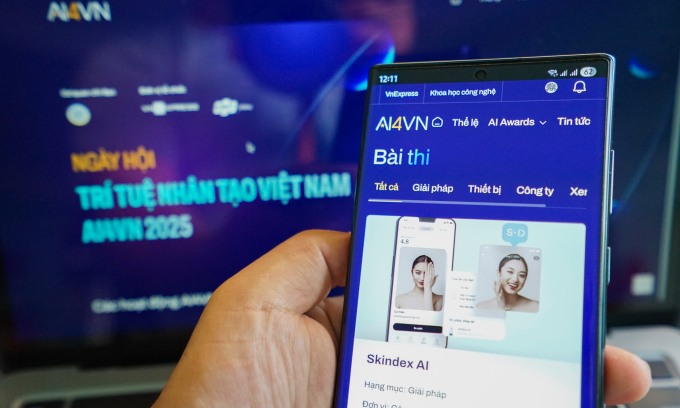Giao diện AI4VN trên một chiếc smartphone. Ảnh: Bảo Lâm