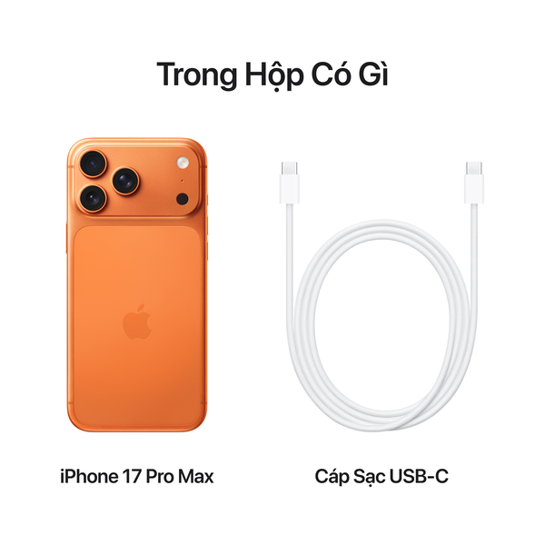 iPhone 17 Pro Max giá tốt, giảm đến 13 triệu, trả góp 0% 5 iPhone 17 Pro Max Cosmic Orange PDP Image Position 8 USB C Charge Cable VN VI
