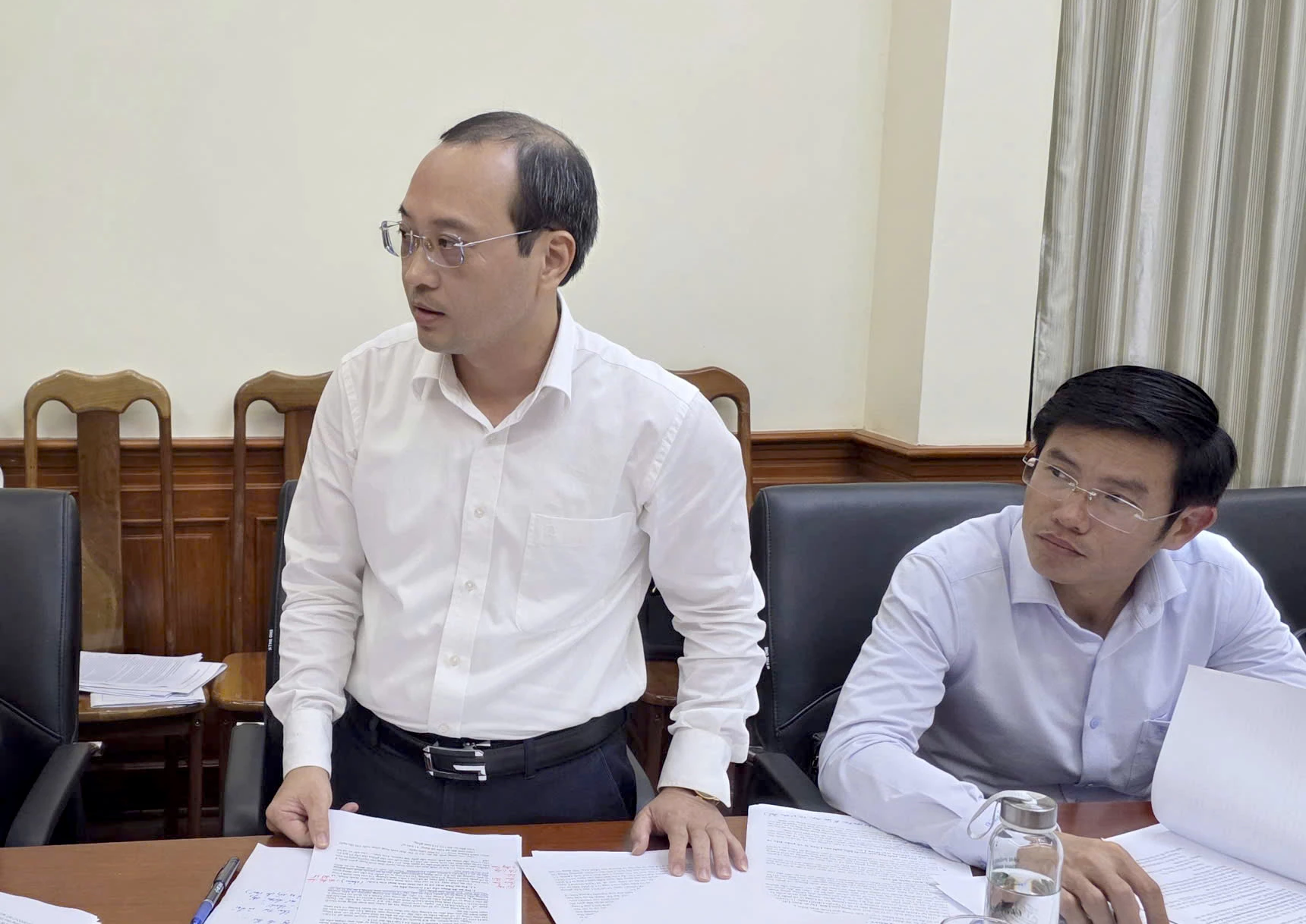 Quản lý tốt quy hoạch, chú trọng tái chế, tái sử dụng rác thải 3 Đại diện lãnh đạo Sở Tài chính phát biểu tại buổi làm việc - Ảnh: T.T