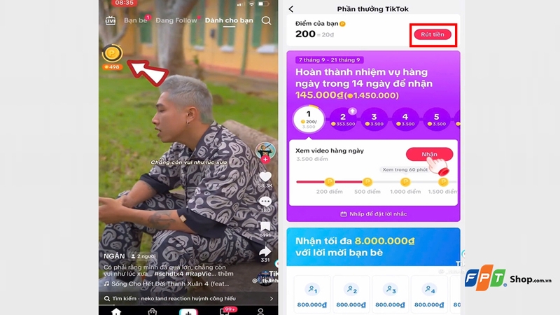 Tại giao diện xem video của bạn sẽ hiển thị vòng tròn đồng xu