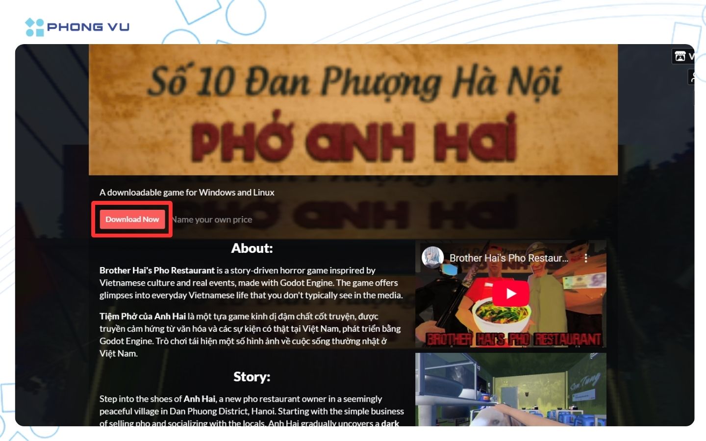 Truy cập trang chính thức trên itch.io
