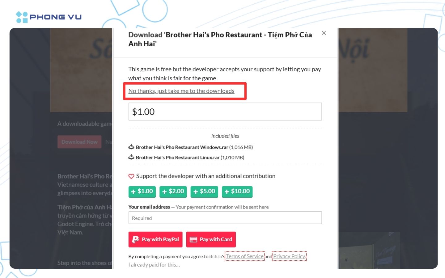 Nhấn vào No thanks, just take me to the downloads
