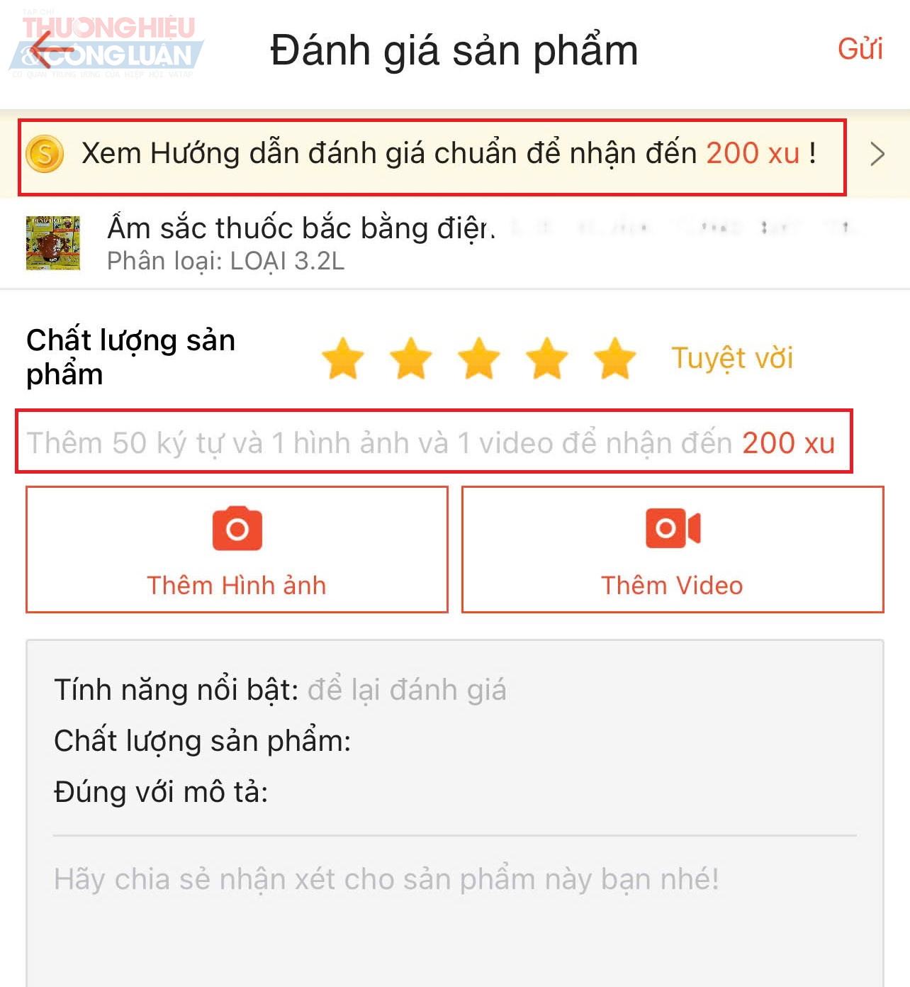 Trên một số gian hàng của Shopee, người mua được thưởng điểm khi để lại đánh giá 5 sao, khiến các review tích cực đôi khi trở thành hình thức mua bán trá hình. (Ảnh chụp màn hình)