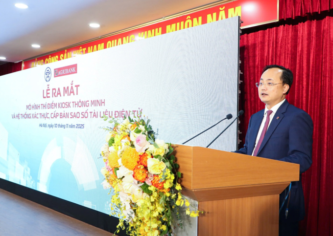 Ông Tô Huy Vũ, Chủ tịch HĐTV Agribank phát biểu tại buổi lễ. Ảnh: Agribank