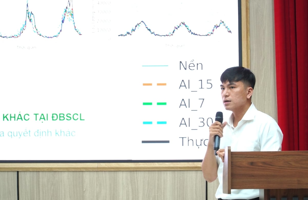 Đại diện Viện Khoa học Thủy lợi miền Nam nhấn mạnh vai trò của AI và chuyển đổi số đối với công tác dự báo thiên tai. Ảnh: Kim Anh. Đại diện Viện Khoa học Thủy lợi miền Nam nhấn mạnh vai trò của AI và chuyển đổi số đối với công tác dự báo thiên tai. Ảnh: Kim Anh.