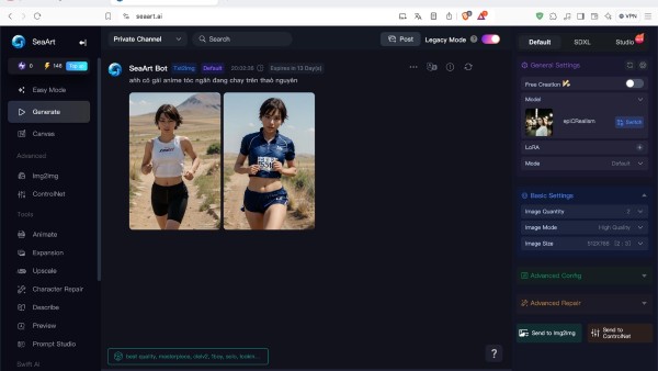 Tải về hoặc chia sẻ hình ảnh với cộng đồng SeaArt AI