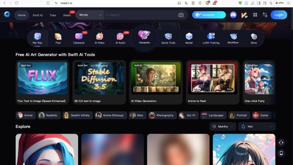 Truy cập SeaArt AI bằng trình duyệt 