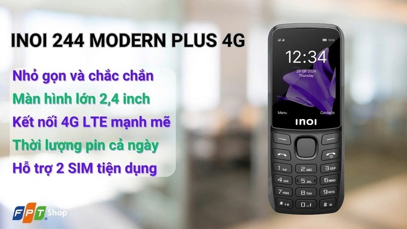 Điện thoại phổ thông pin bền, dễ dùng cho người lớn tuổi 2 Đánh giá Inoi 244 Modern Plus ảnh 2