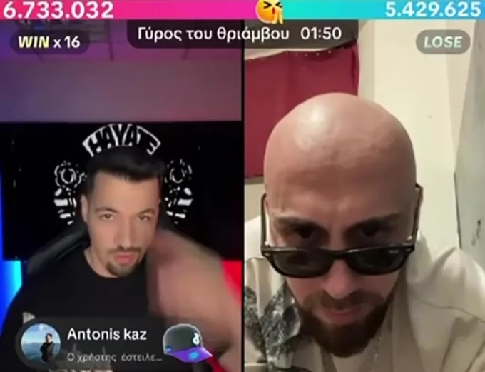 Eugert Merizaj (phải) tham gia thi đấu PK trên TikTok. Ảnh: Sun