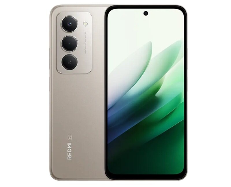Điện thoại Xiaomi Redmi 15 5G với thiết kế camera dọc và màn hình đục lỗ.