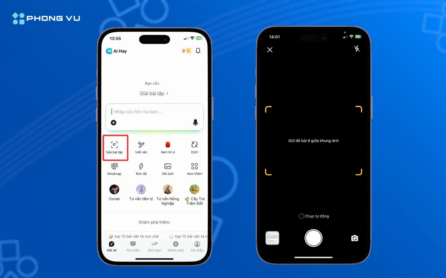 Cách tải, sử dụng AI Hay giải bài tập đơn giản, miễn phí 6 Có thể dùng camera để tải đề bài lên cho AI Hay giải đáp