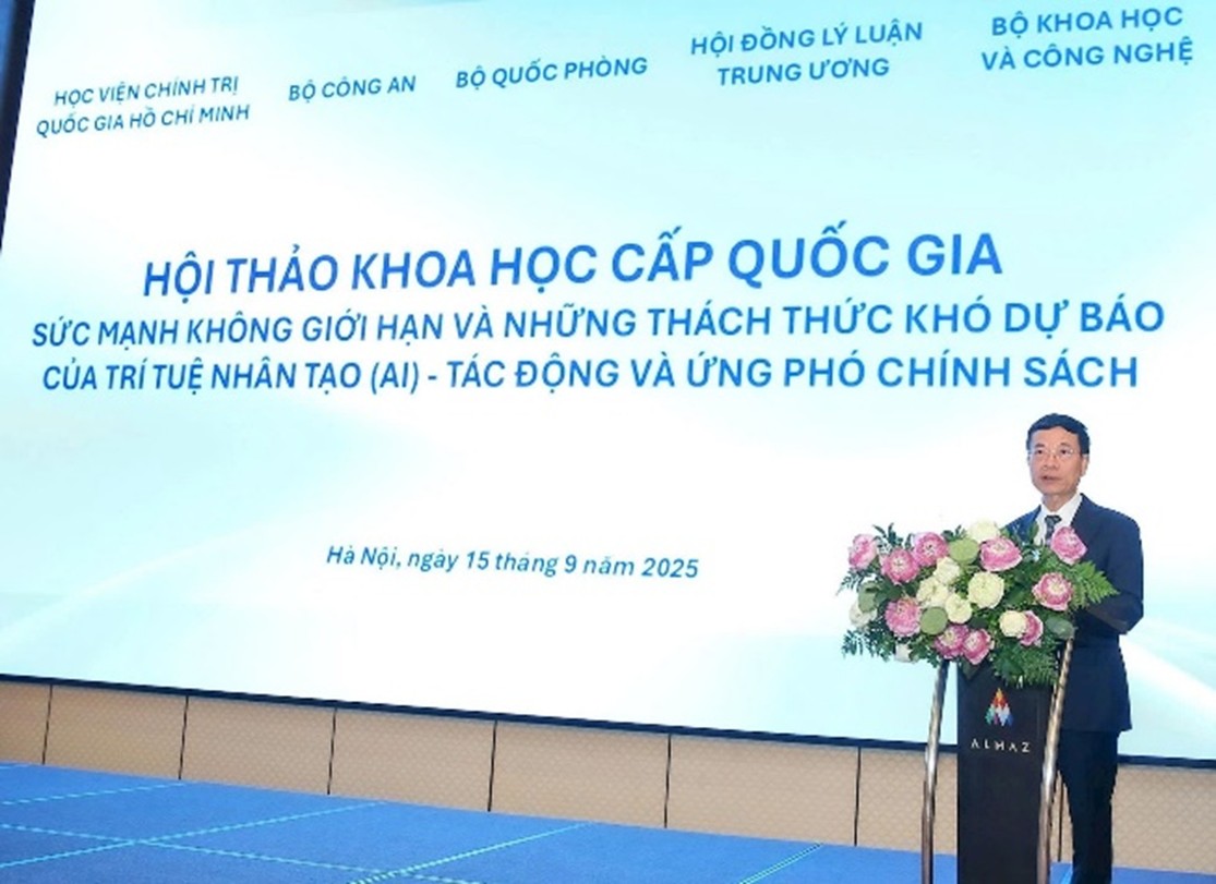 bo truong nguyen manh hung phat bieu tai hoi thao suc manh khong gioi han va nhung thach thuc kho du bao cua tri tue nhan tao ai