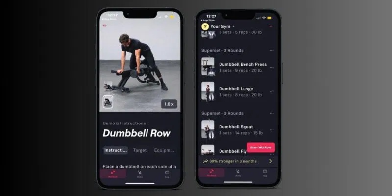 Thực hiện các bài tập trên ứng dụng Fitbod