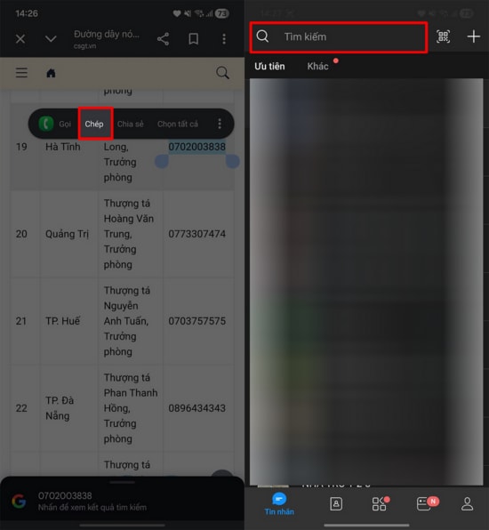 Tìm kiếm tài khoản qua số điện thoại