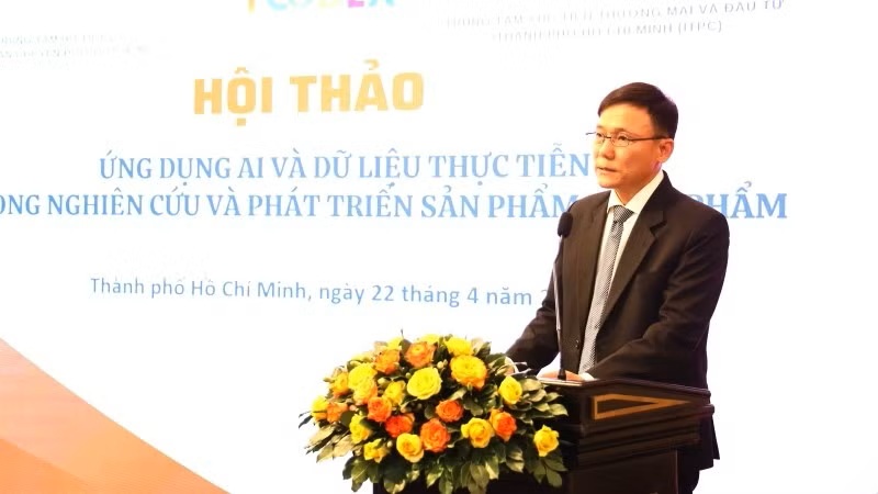 Ông Lê Anh Hoàng, Phó Giám đốc Trung tâm Xúc tiến thương mại và Đầu tư Thành phố Hồ Chí Minh phát biểu tại hội thảo. (Ảnh: nhandan.vn)